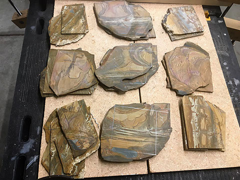 Initial design layout of semi precious stone for use in water fountain basin by Santa Fe Stone Creations
