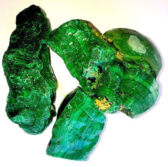 the semi precious stone malachite could be used in art works by Santa Fe Stone Creations